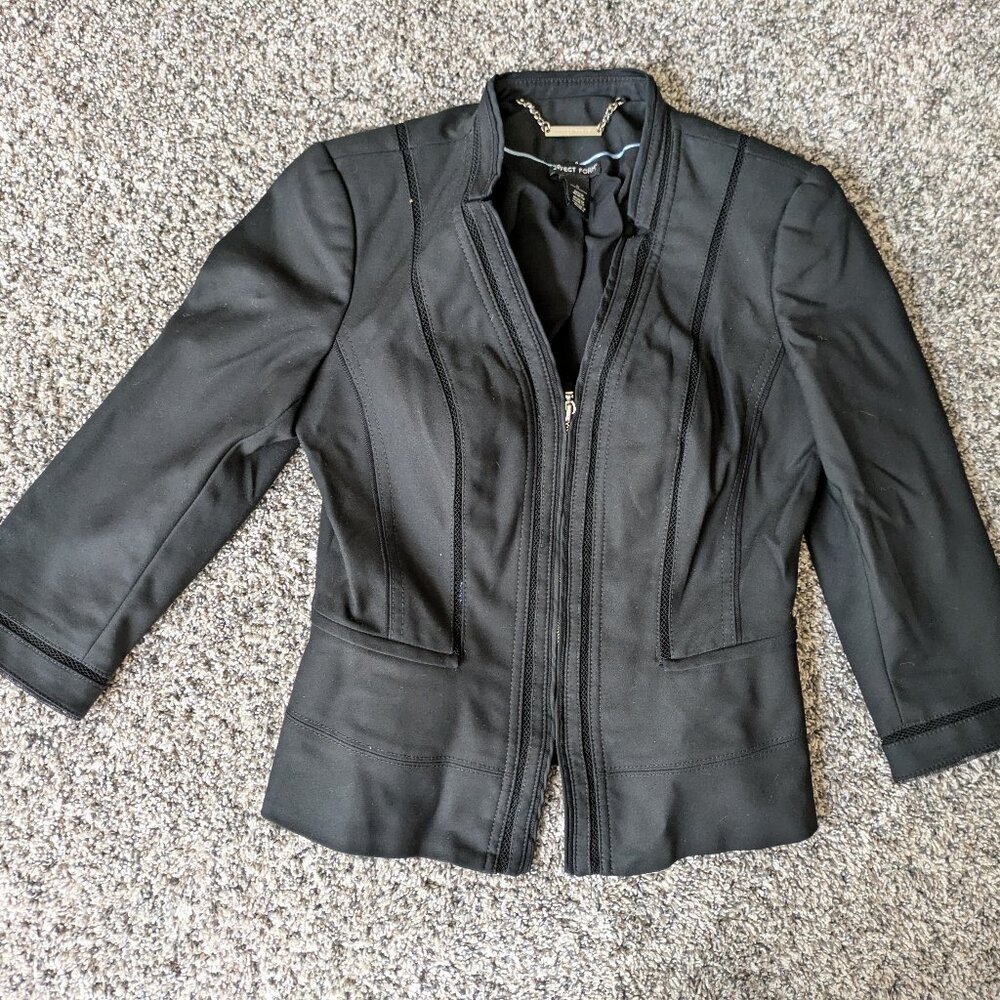 Black Zip Up Dress Jacket WHBM (Sz0)